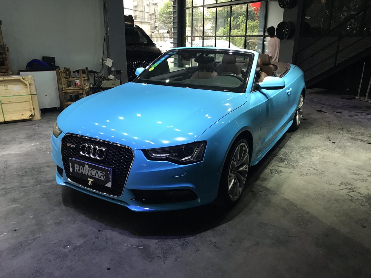 奥迪a5改色贴膜水晶天空蓝