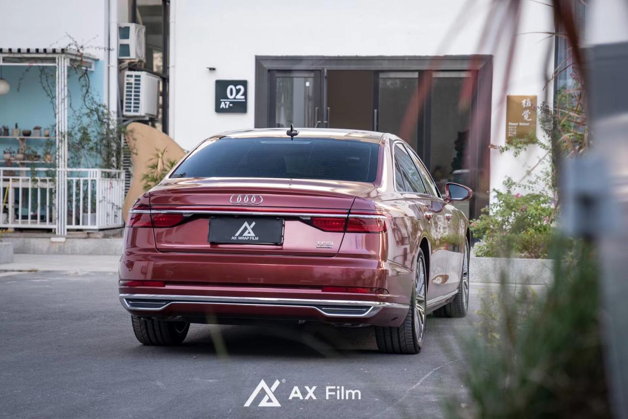 奥迪a8改色车厘子红复古红经典重现