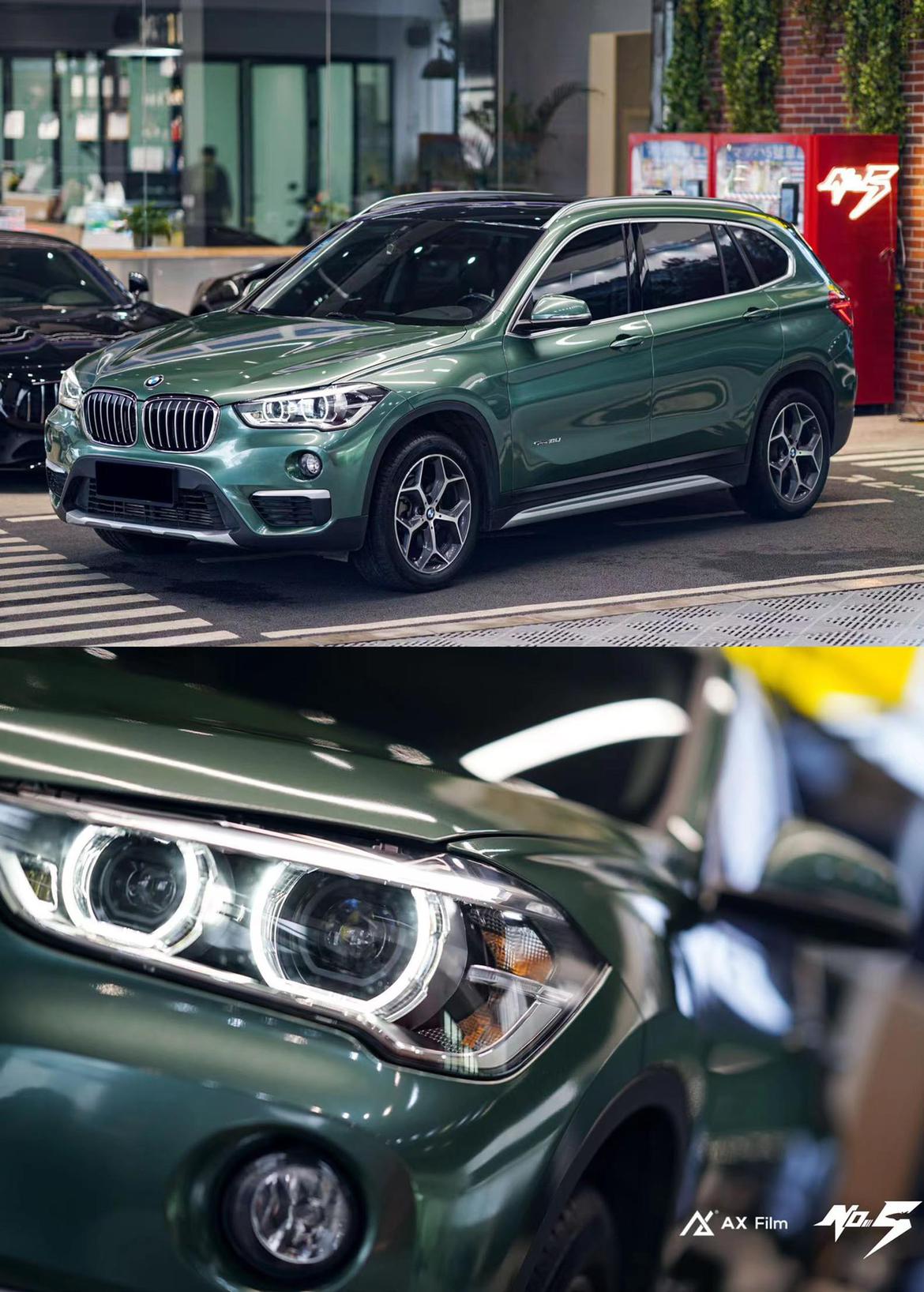 宝马x1改色前后这个绿不错呦
