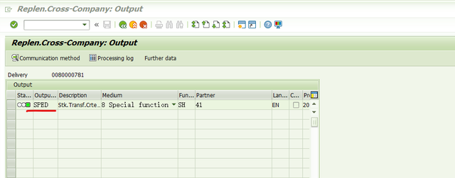 Output type SPED trigger inbound delivery after PGI for inter-company STO's outb