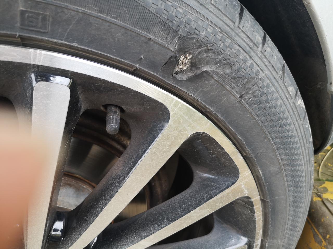 左后轮扁平胎侧面破了并且可以看见里面的白线需要更换吗