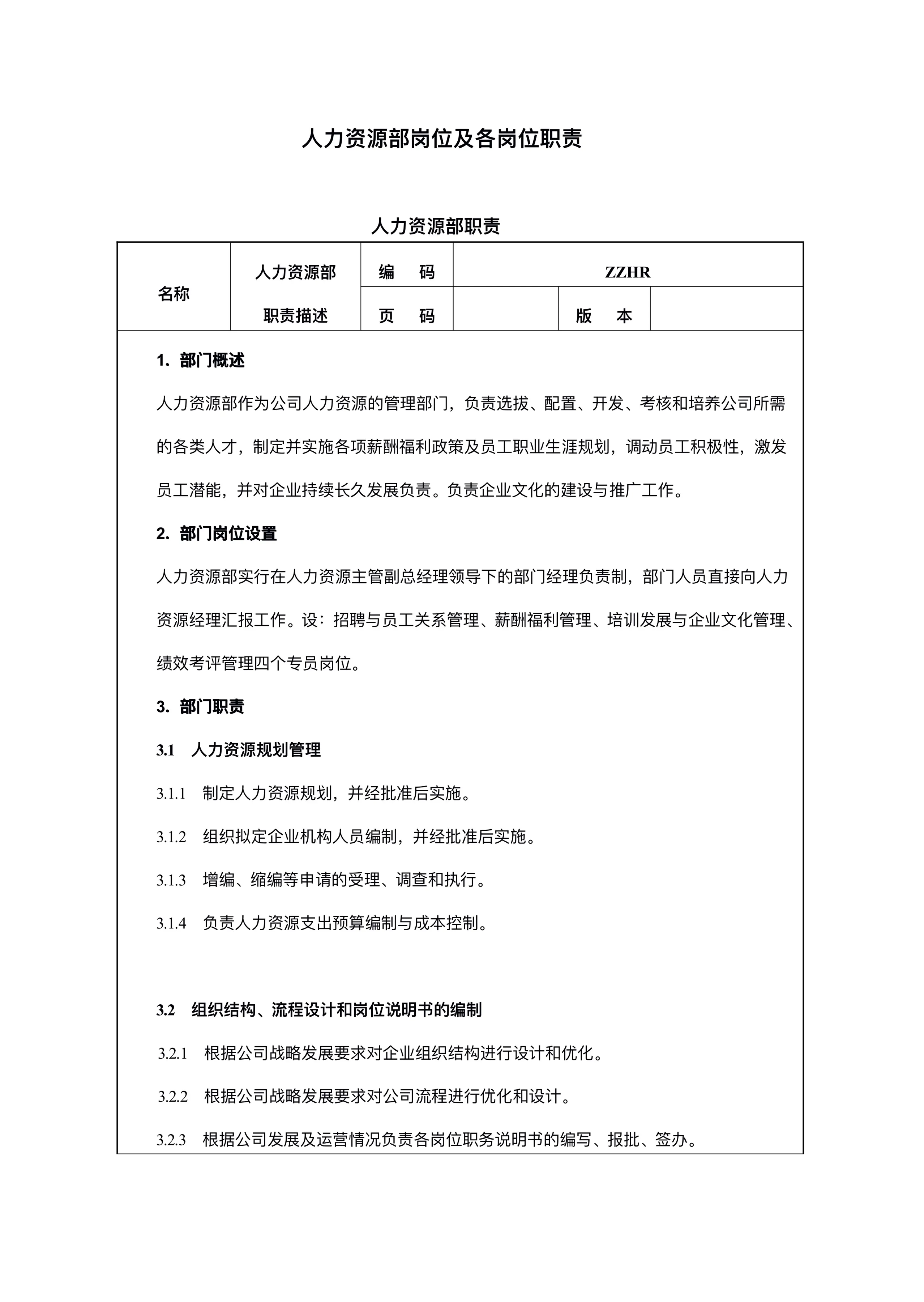 人力资源岗位职责：人事主管、招聘、培训、绩效、薪酬专员等，含考核标准！-91智库网