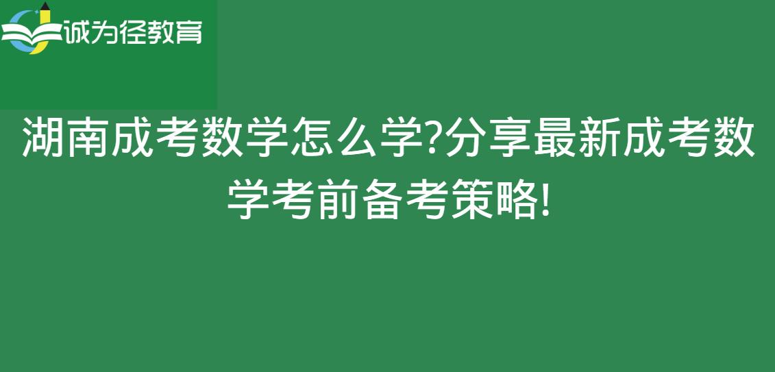 湖南成考数学怎么学？分享最新成考数学考前备考策略