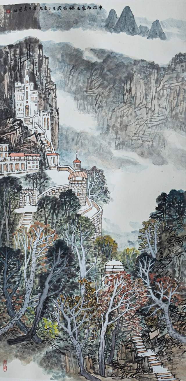 袁艺 《东欧印象三》中国画 136cm×68cm