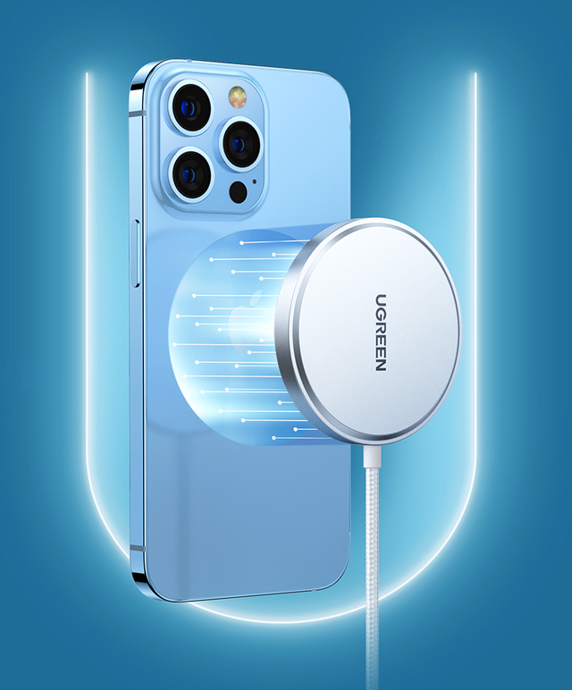 15W 真快充，绿联推出旗下首款 MFM 认证 MagSafe 磁吸充电器