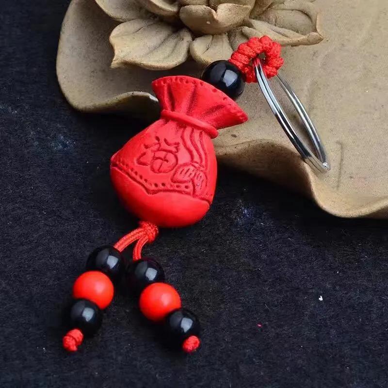 朱砂葫芦个性钥匙扣挂件男女情侣本命年高档招财平安福禄汽车挂饰