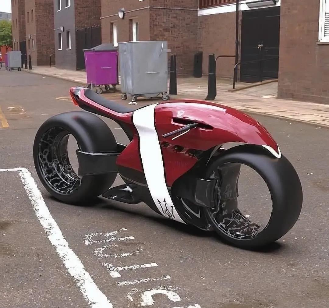 玛莎拉蒂摩托车好有科技感轮毂传动真不一般