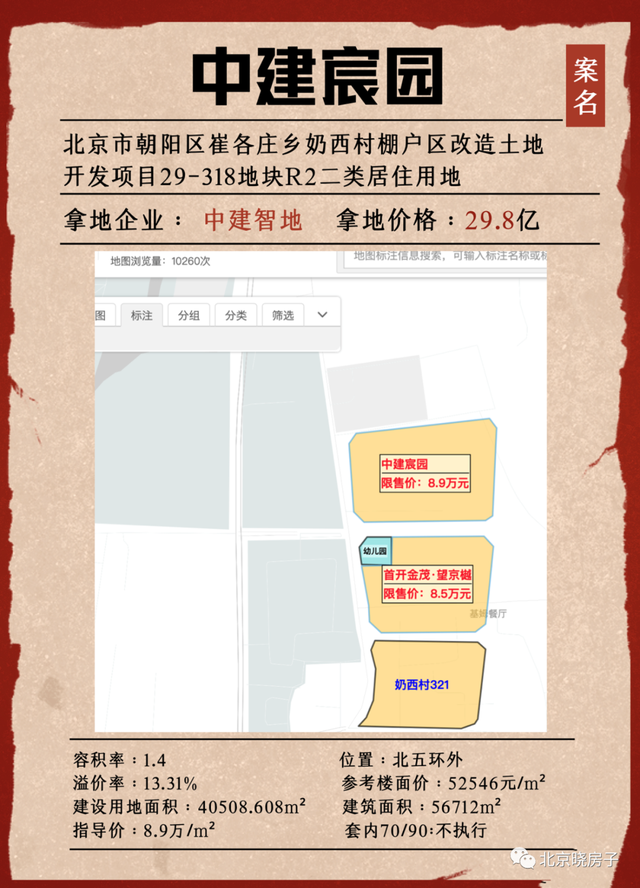 朝阳奶西容积率1.4中建宸园洋房＋叠拼组合272户，阿里北京新总部