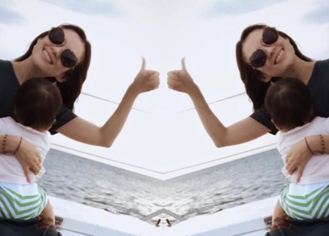 章子怡带两女儿海边冲浪（章子怡海滩晒娃）(3)