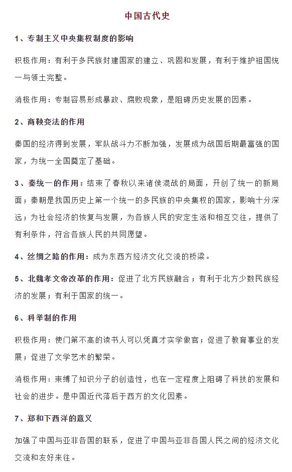 初中历史82条《重要历史事件影响及意义》，都是必背的，速来收藏