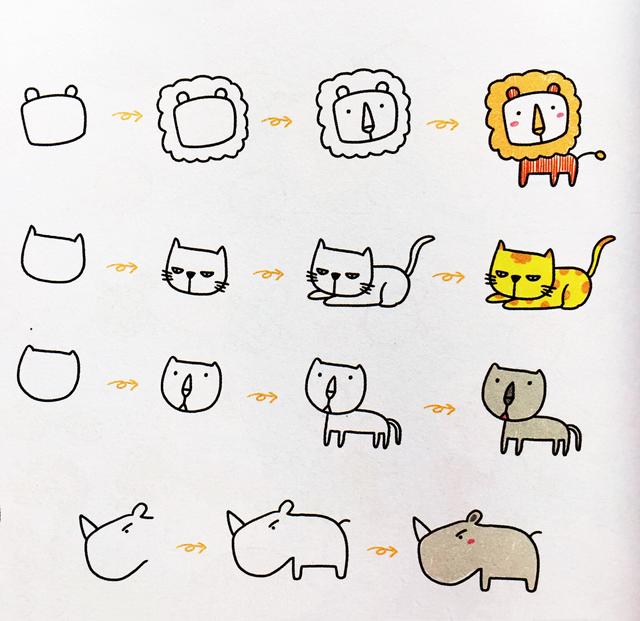 手帐可爱的小动物简笔画(爱美术爱动物手帐中的简笔画)(2)