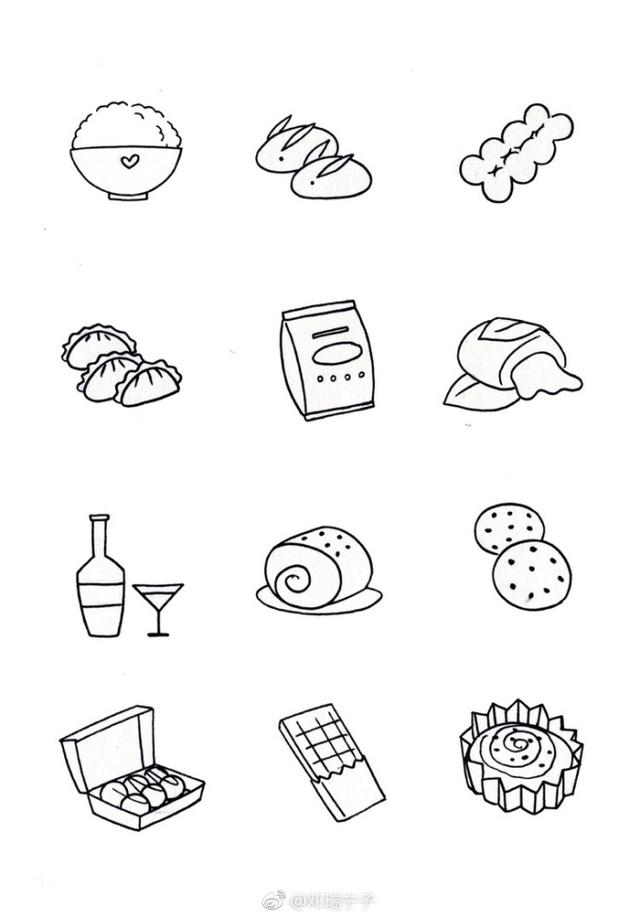 画零食和食物简单图片