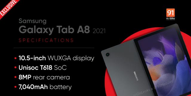 三星也用中国处理器？Galaxy Tab A8 2021曝光，搭载紫光展锐CPU