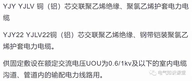 电缆规格型号一览表,电缆规格表