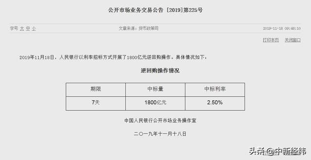 时隔20个交易日央行重启逆回购,14天利率下调5个点「七天回购利率」