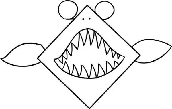 画巨齿鲨 可怕 简笔画图片