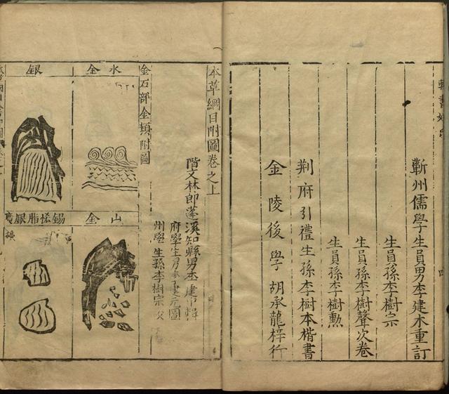 李时珍巨著《本草纲目》插图上卷（1596年刻本）