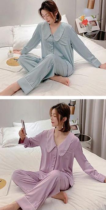 女生穿睡衣擦身体乳