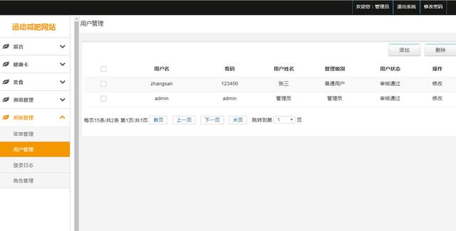微信小程序运动减肥+后台管理系统