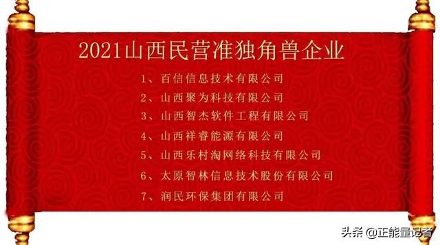 2021年山西省民营企业100强榜单发布