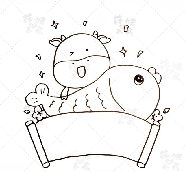 迎新年为主题的绘画作品(喜迎十二主题绘画图片简单又漂亮)