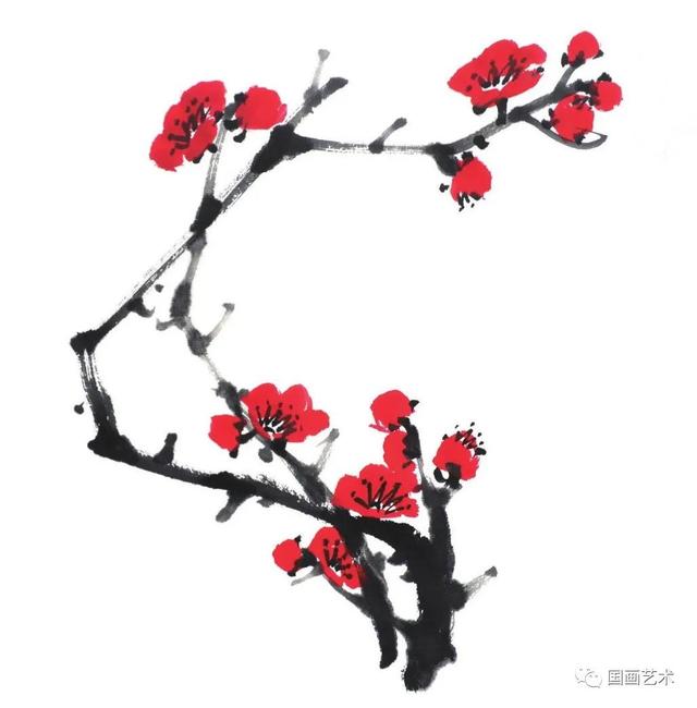 王成喜写意梅花的画法教程,图文教程白梅红梅