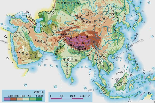 欧亚地形图高原图片