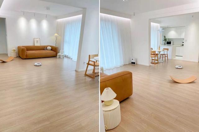 第二次装修，她坚持“去家务化”设计，入住一年后家里仍干净整洁