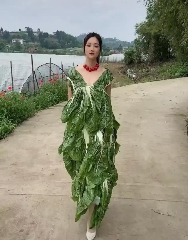 河南女大学生给自己设计的 绿色 环保服装 不仅能穿 还能吃 全网搜