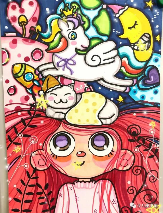 精选54张创意少儿绘画+装饰线描优秀范画，让孩子轻松上手