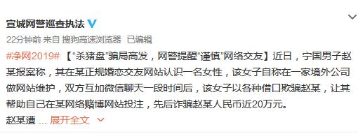 宣城同城交友男子正規婚戀網站交女友陷殺豬女性網上交友被騙20萬