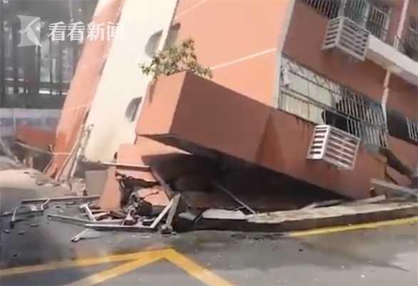 突发！深圳罗湖区一公寓楼突然左倾倒塌 现场已被封锁