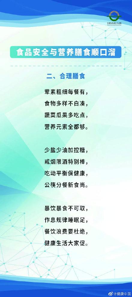 食品安全与营养膳食顺口溜，简单易懂，收藏备用
