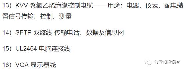 电缆规格型号一览表,电缆规格型号有哪些