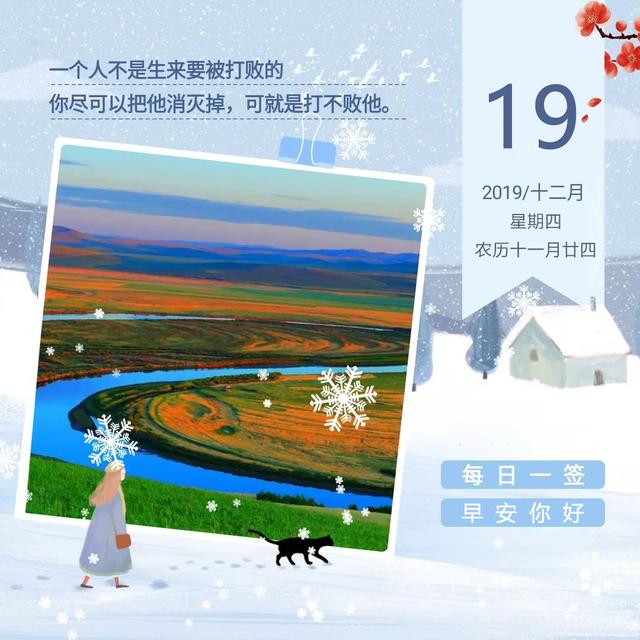 12月19日早安日签图片：像风雨中的一朵小花，也要努力的绽放