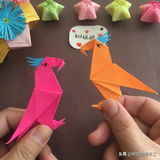 儿童折纸大鹰怎样折（可站立的鹰与鹦鹉的折法）(15)