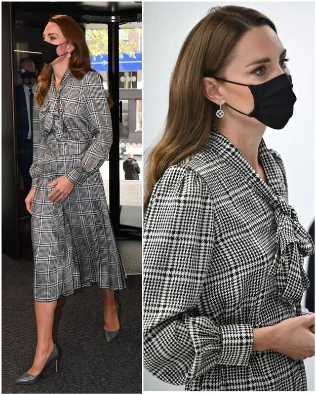 凯特穿800块钱zara格纹裙 复古高级范儿 有英式名媛气质 全网搜