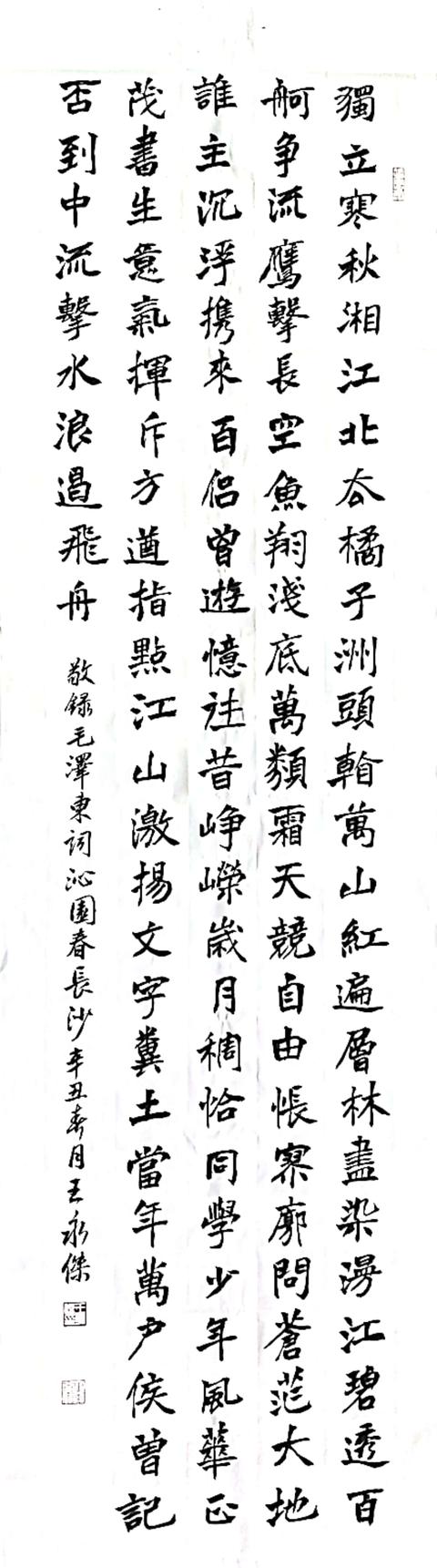 沁园春长沙书法作品欣赏硬笔楷书(沁园春长沙硬笔楷书田字格)