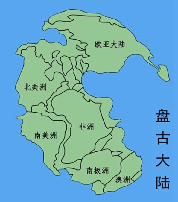 那时候地球板块还没裂开呢,几个大陆腻歪在一块,叫做盘古大陆.