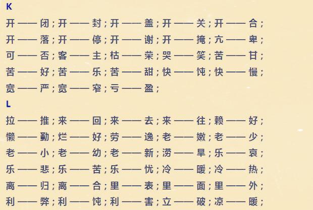 反義詞四字詞語反義詞四字詞語全部