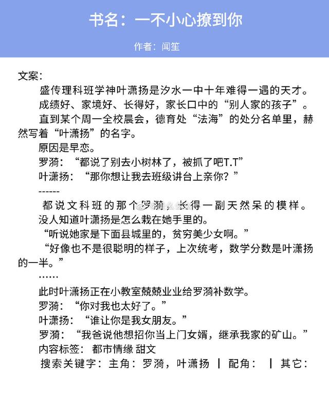 完结校园小说（甜的校园言情完结小说）