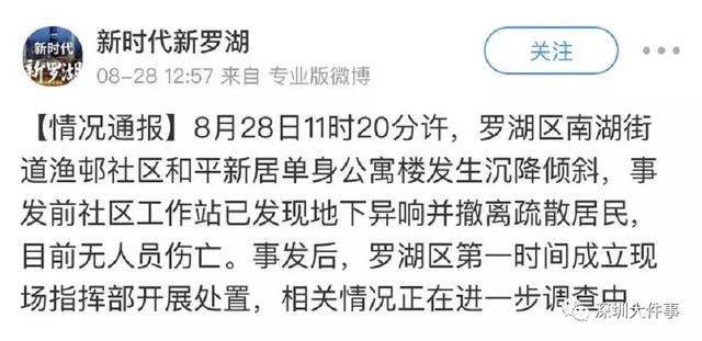 刚刚，深圳罗湖一居民楼突然倾斜倒塌！现场正紧急处置，暂无人员伤亡