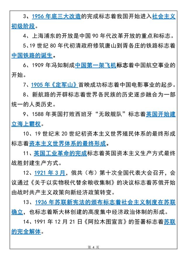 学习时间到！高中历史课本上必背知识点汇总，重&难点一目了然