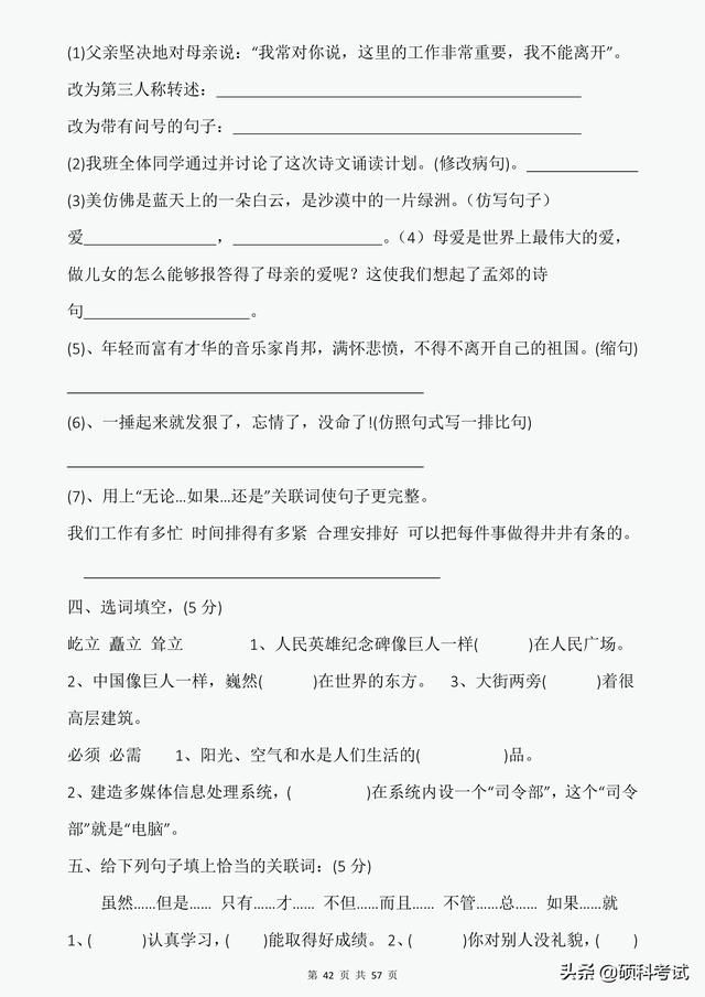 小升初分班试卷（7套附答案）重点中学尖子班，语文冲刺必备 小升初 第20张