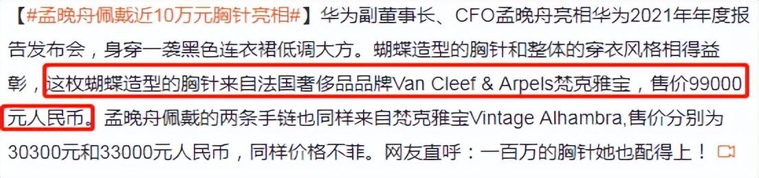 孟晚舟惊艳亮相，却因为一个“天价”胸针被网友怼了？