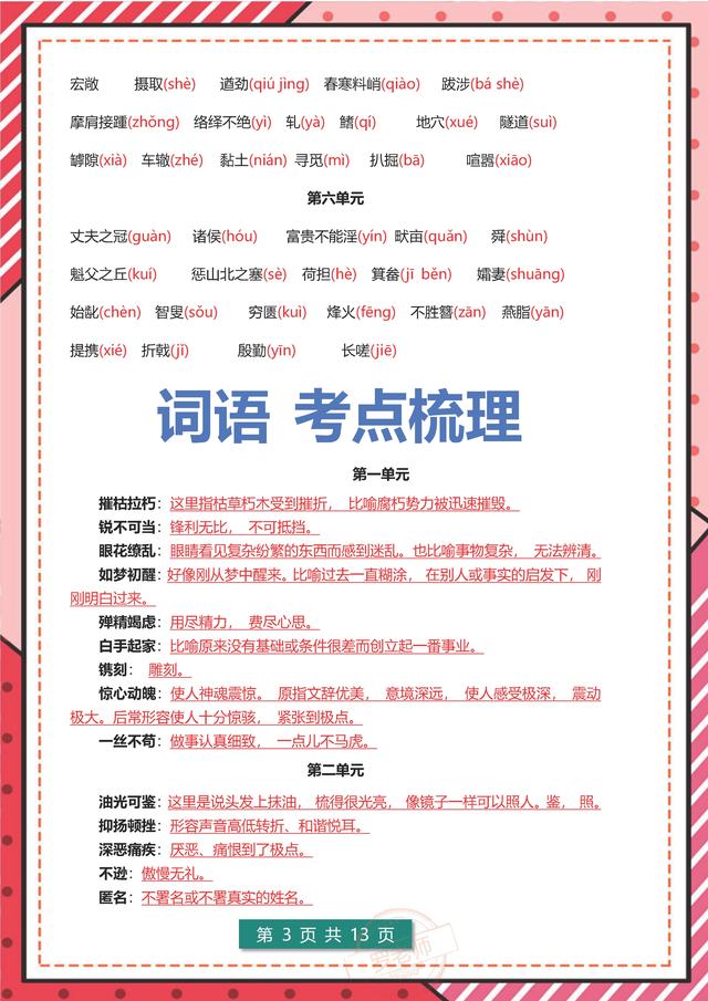 初二上册语文复习秘诀（熬了10夜我将初二上册）(4)