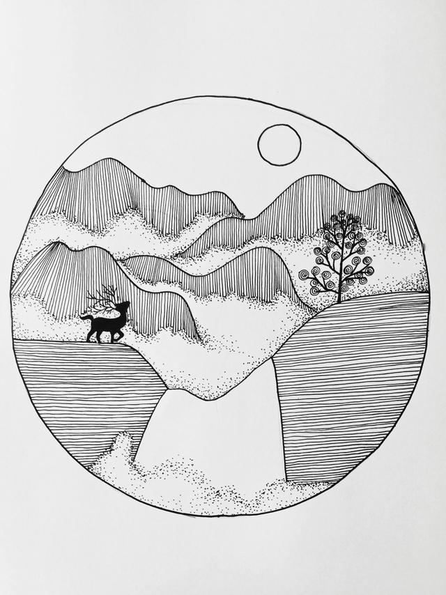 简单易学风景画,适合油画棒的风景画