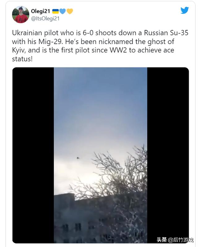 乌飞行员击落俄战机的小视频爆红网络，事后被证实是游戏片段