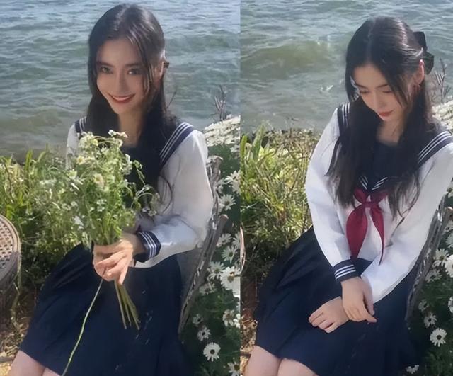 近些年,她也会在生日上穿水手服,看来baby对这个装扮爱得很深.