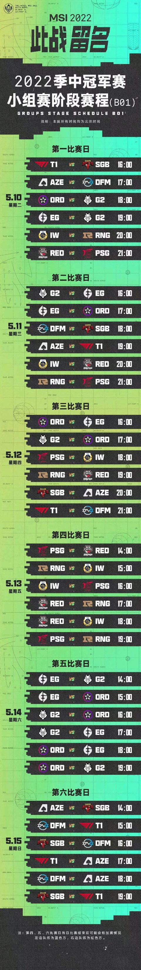 MSI赛程出炉！首战RNG VS IW